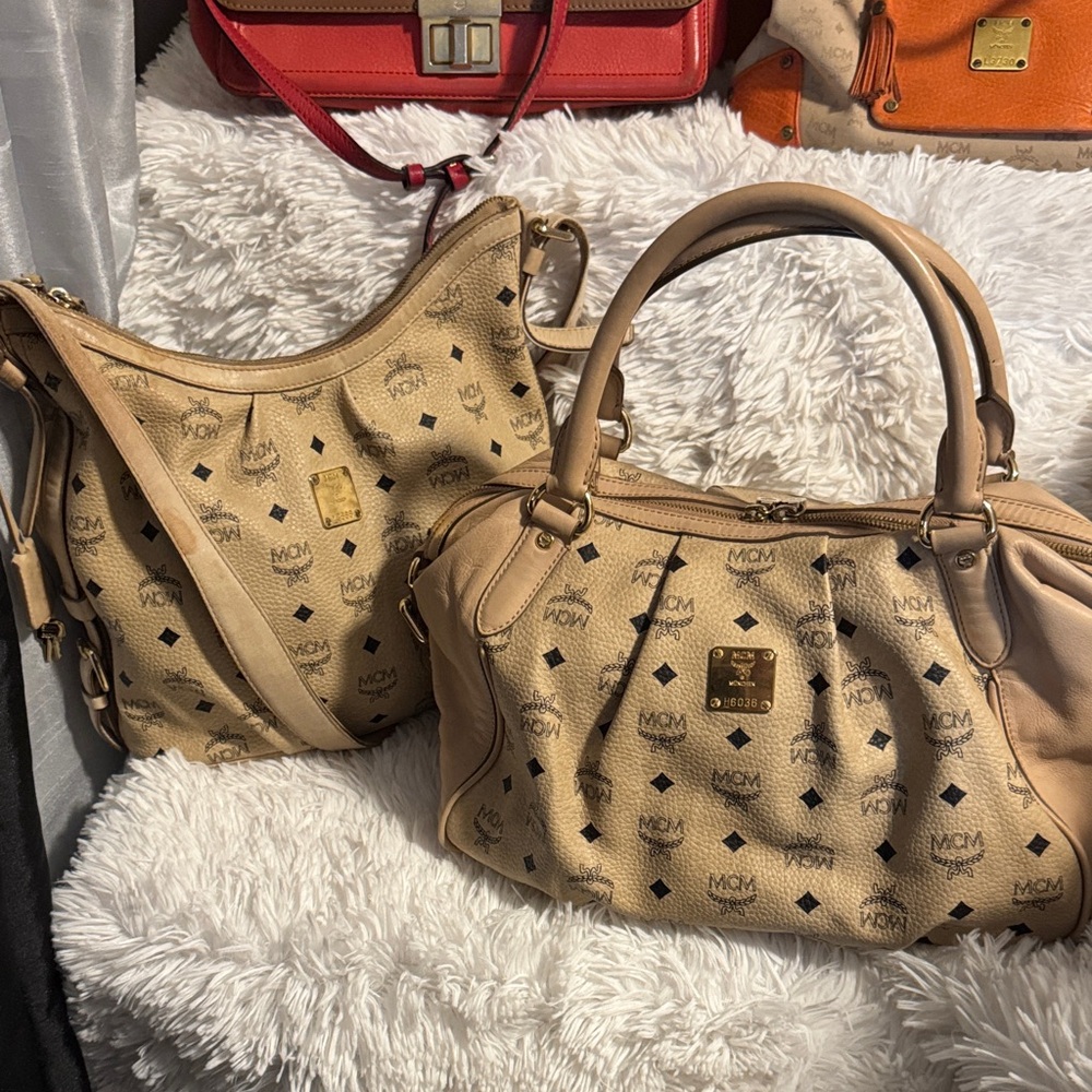 Bundle: MCM Beige Shoulder Bag & Hobo Sling Set